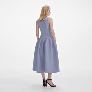 SP VIP PRICE Blue Ribbed Knit Diamante Midi Dress