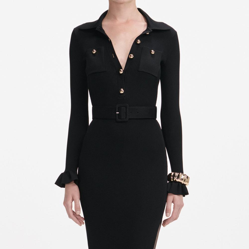 SP VIP PRICE Black Ribbed Knit Maxi Dress