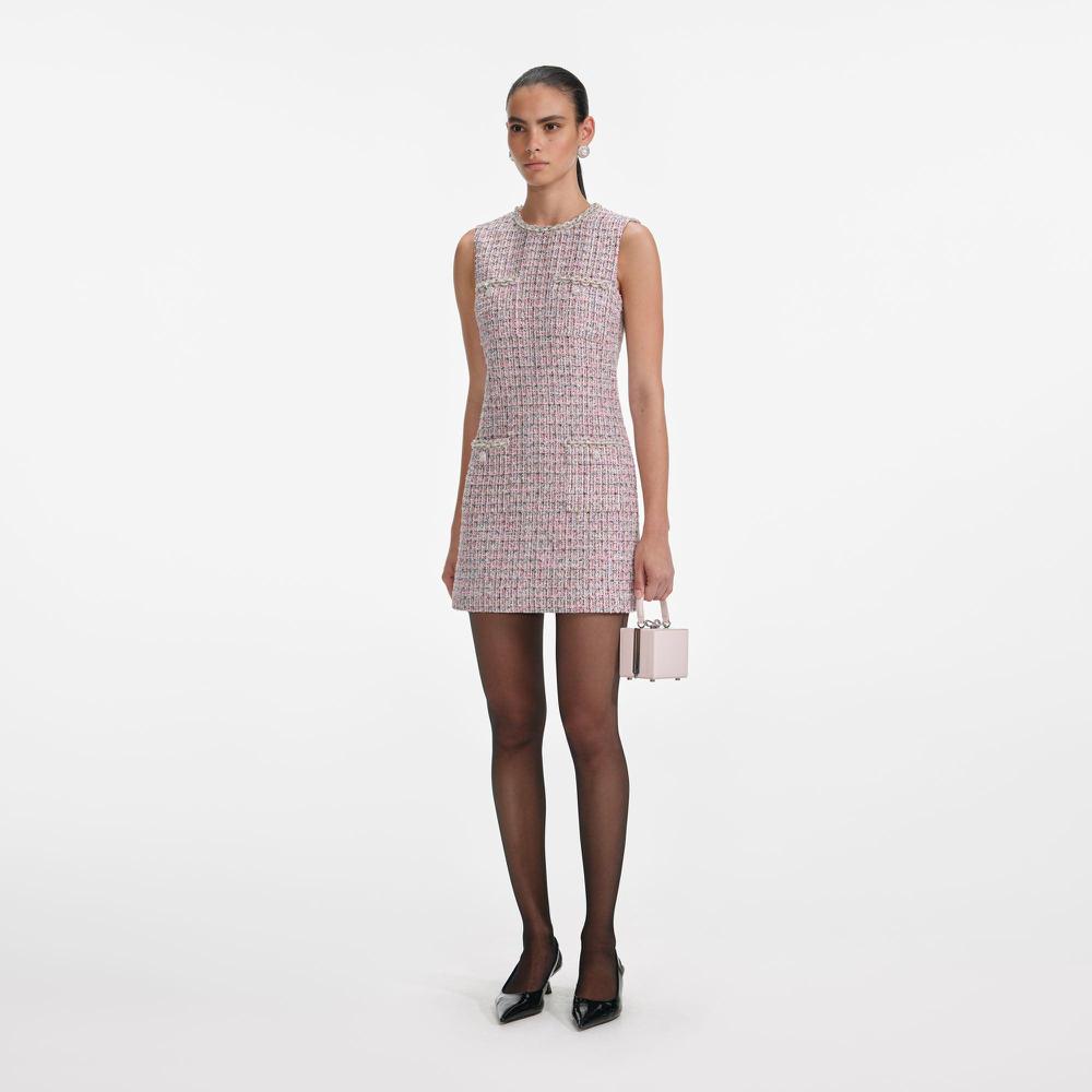 SP VIP PRICE Pink Boucle Sleeveless Mini Dress