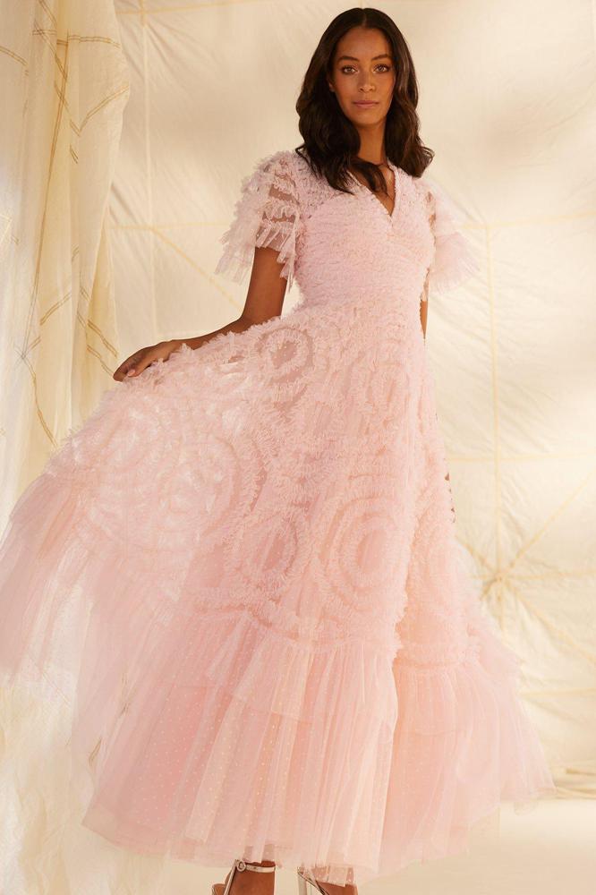 Needle & Thread CYBER SALE Verity Ruffle V-Neck Gown - pink