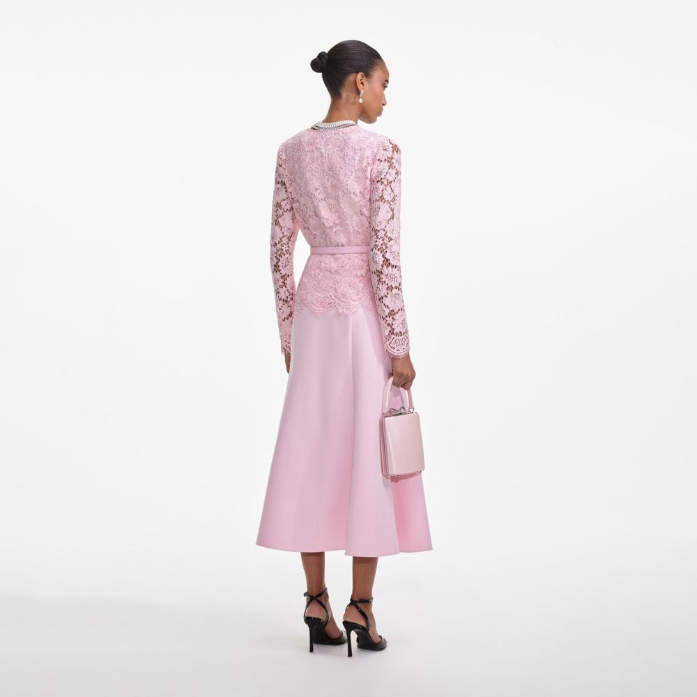 SP VIP PRICE Pink Tailored Lace Midi Dress