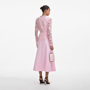 SP VIP PRICE Pink Tailored Lace Midi Dress