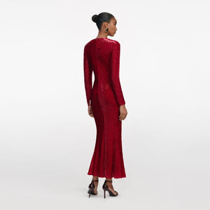 SP VIP PRICE Red Fil Coupe Midi Dress