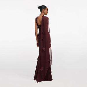 SP VIP PRICE Brown Georgette Flower Maxi Dress