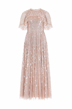 Needle & Thread SPRING/SUMMER Sequin Dash Cape Ankle Gown - beige