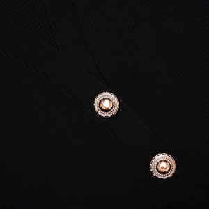 SP VIP PRICE Black Ribbed Knit Midi Dress