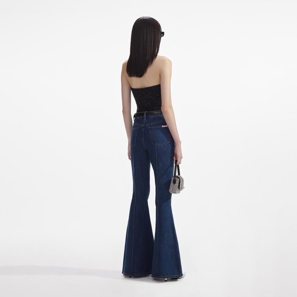 SELF PORTRAIT SS24 Denim Kick Flare Jeans