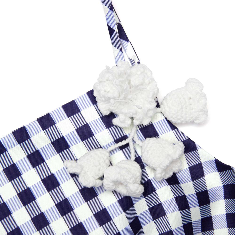 SP VIP PRICE Navy Gingham Taffeta Top