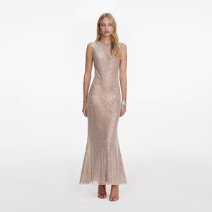 SP VIP PRICE Silver Rhinestone Mesh Midi Dress