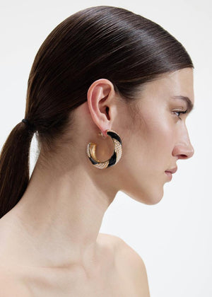 SP VIP PRICE Black And Gold Pearl Hoop Earrings