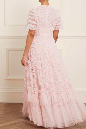 Needle & Thread CYBER SALE Verity Ruffle V-Neck Gown - pink