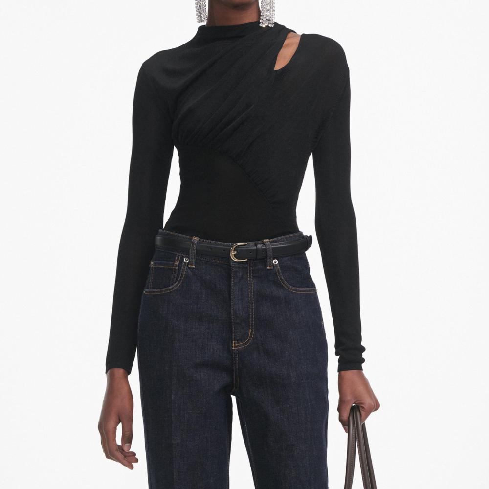 SP VIP PRICE Black Cut Out Viscose Knit Top