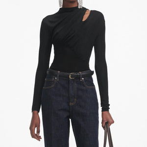 SP VIP PRICE Black Cut Out Viscose Knit Top