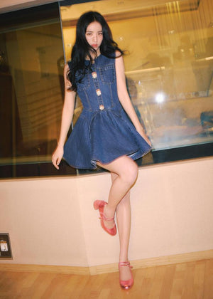 SELF PORTRAIT SS24 Denim Skater Mini Dress