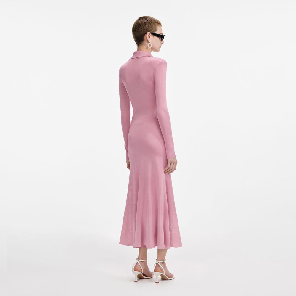 SP VIP PRICE Pink Viscose Knit Midi Dress