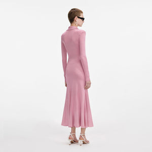 SP VIP PRICE Pink Viscose Knit Midi Dress
