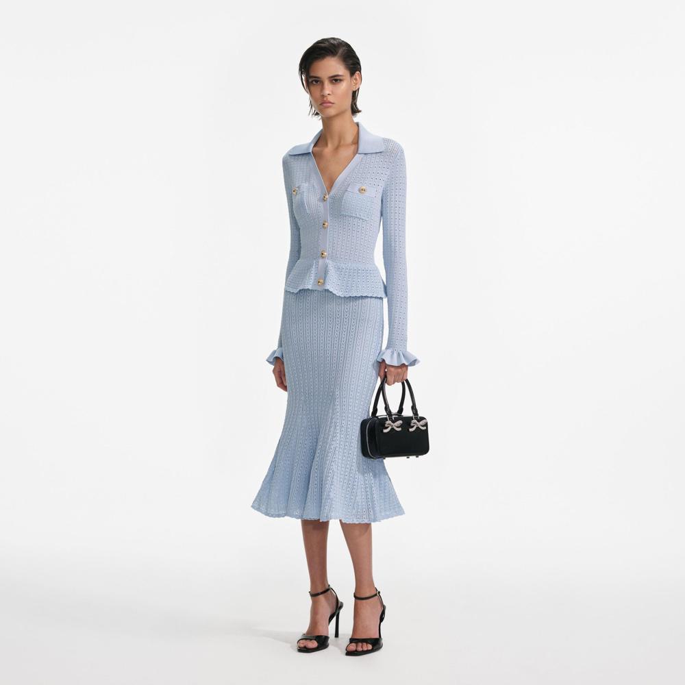 SP VIP PRICE Blue Peplum Knit Midi Dress