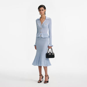 SP VIP PRICE Blue Peplum Knit Midi Dress