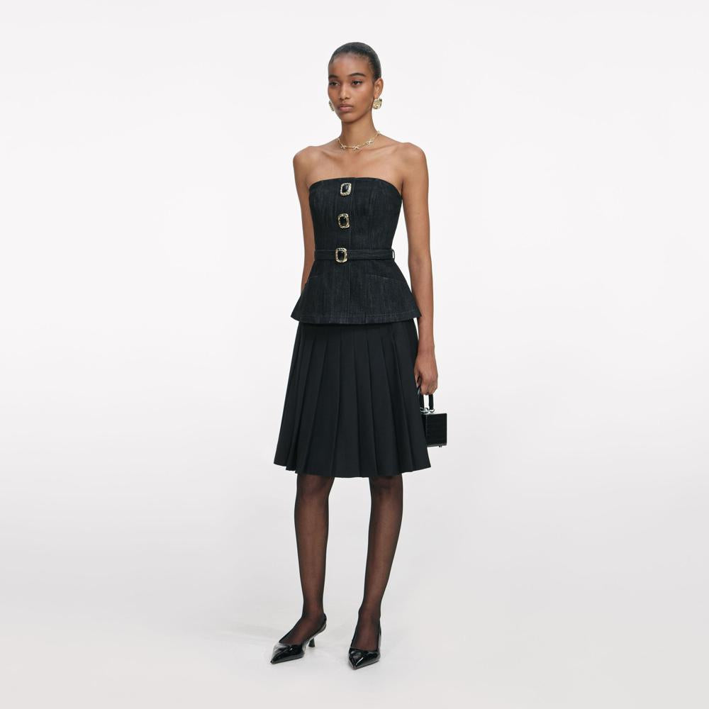 SP VIP PRICE Black Denim Bandeau Top