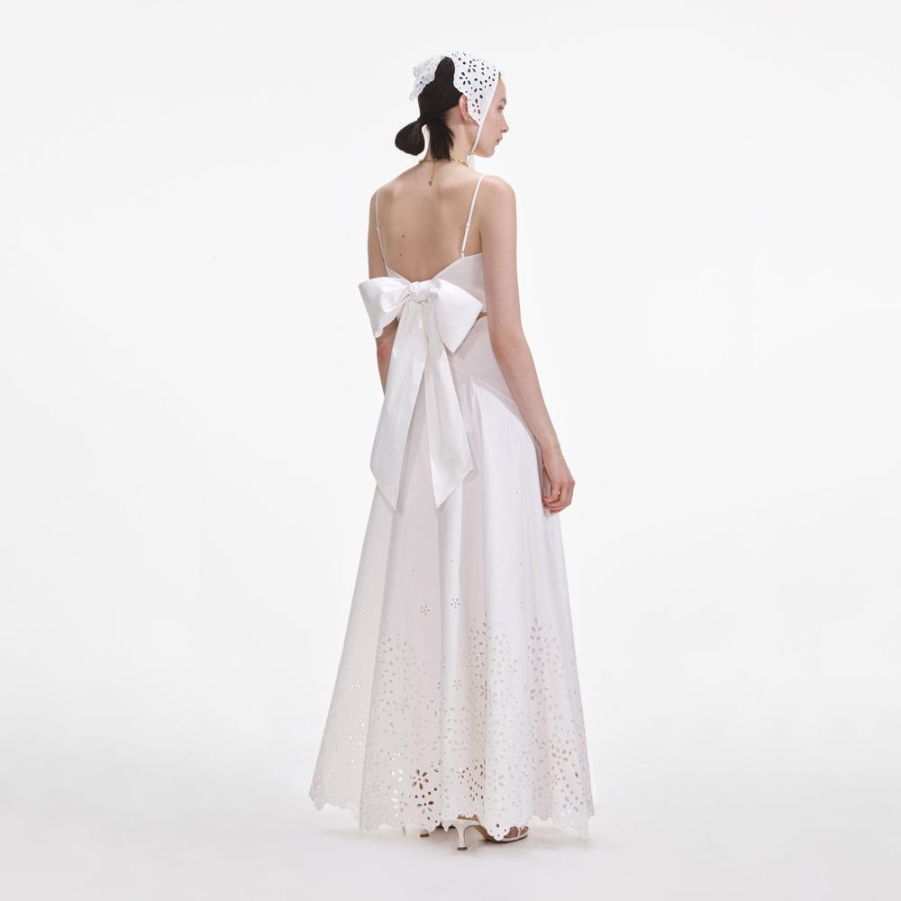 SP VIP PRICE White Cotton Embroidered Maxi Dress