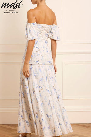 Needle & Thread PO and SALE Ophelia Ditsy Crepe Off-Shoulder Gown - multi