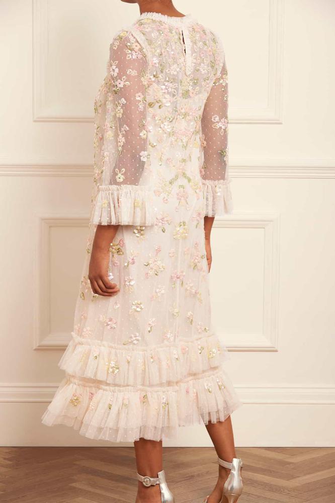 Needle & Thread SPRING/SUMMER Sequin Bloom Gloss Ballerina Dress - champagne