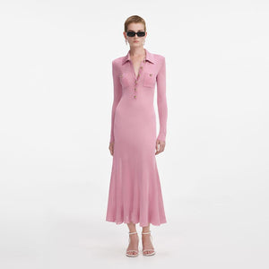 SP VIP PRICE Pink Viscose Knit Midi Dress