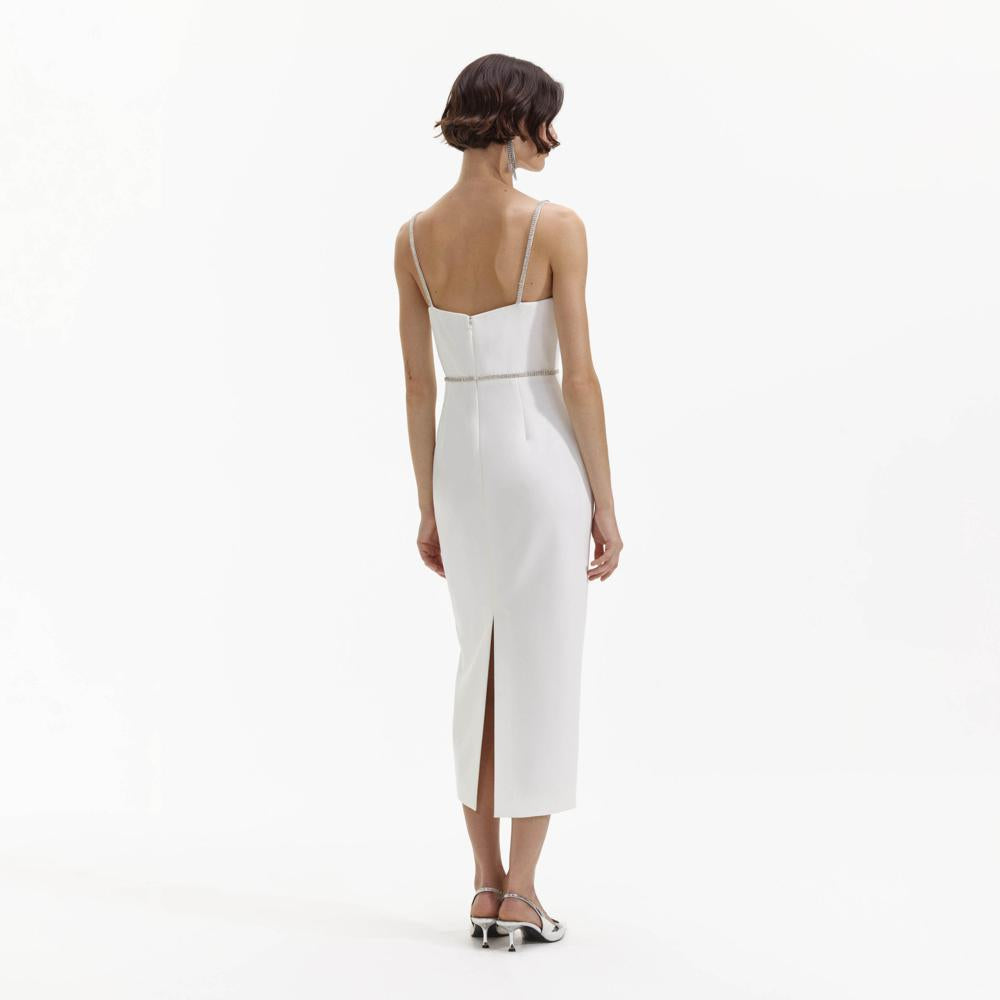 SELF PORTRAIT BLACK FRIDAY SALE White Bonded Crepe Midi Dress