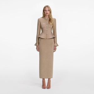 SP VIP PRICE Gold Crystal Trim Knit Midi Dress