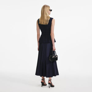 SP VIP PRICE Navy Boucle Sleeveless Midi Dress