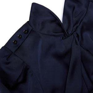 SP VIP PRICE Navy Satin Midi Dress