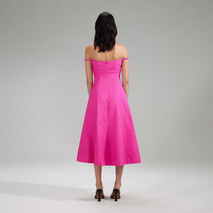 SELF PORTRAIT BLACK FRIDAY SALE Pink Textured Diamante Detail Midi Dress