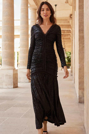 Needle & Thread CYBER SALE Starlight Long Sleeve Gown - black