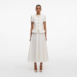 SP VIP PRICE Cream Boucle Collared Midi Dress