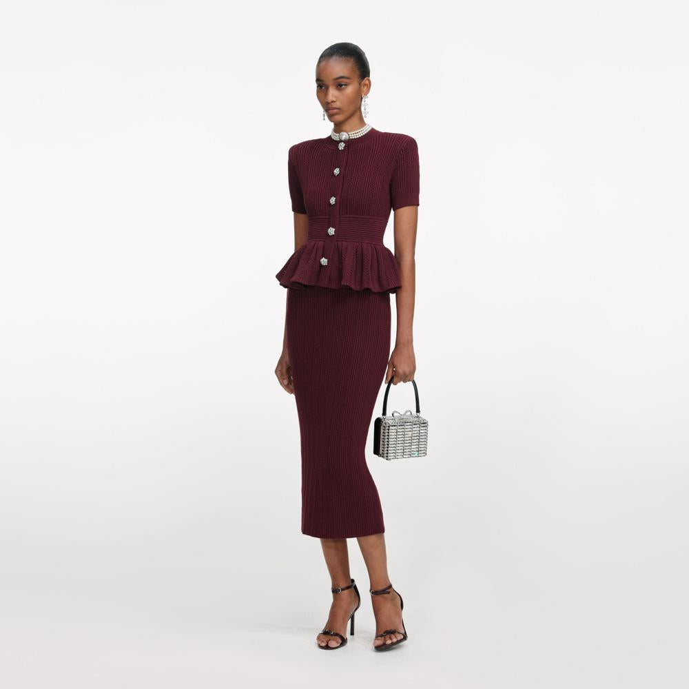 SP VIP PRICE Burgundy Pointelle Knit Midi Dress