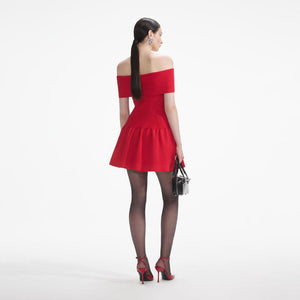 SELF PORTRAIT SS24 Red Knit Bow Mini Dress