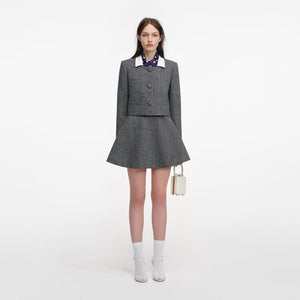 SP VIP PRICE Grey Herringbone Scarf Detail Jacket