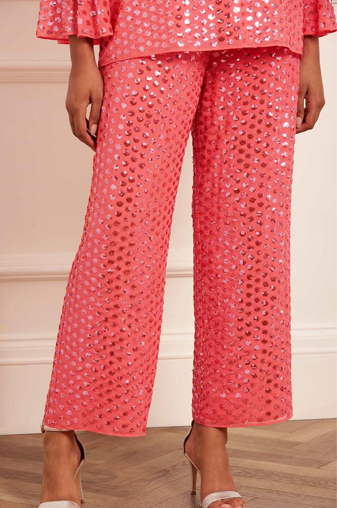 Needle & Thread CYBER SALE Raindrop Gloss Trousers - pink