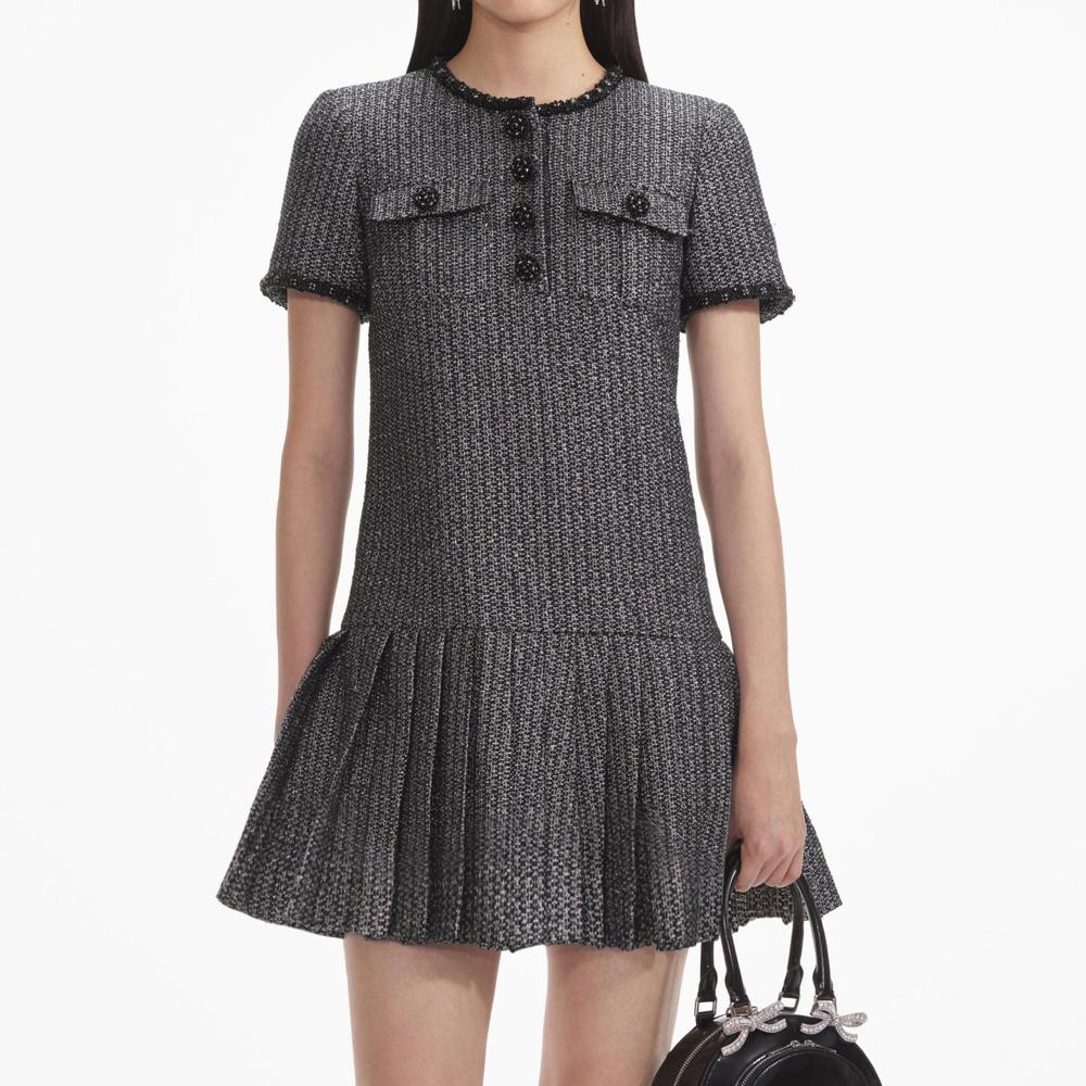 SELF PORTRAIT SS24 Metallic Boucle Mini Dress