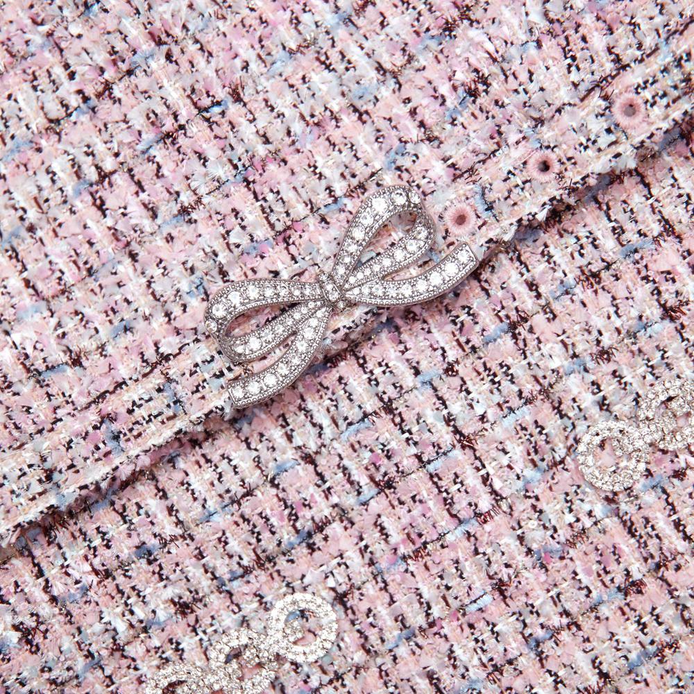 SP VIP PRICE Pink Boucle Chiffon Mini Dress