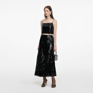 SP VIP PRICE Black Sequin Midi Skirt
