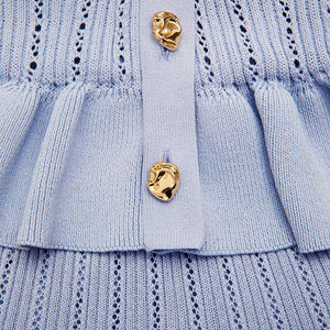 SP VIP PRICE Blue Knit Peplum Mini Dress