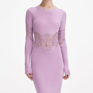 SP VIP PRICE Pink Viscose Knit Cut Out Maxi Dress