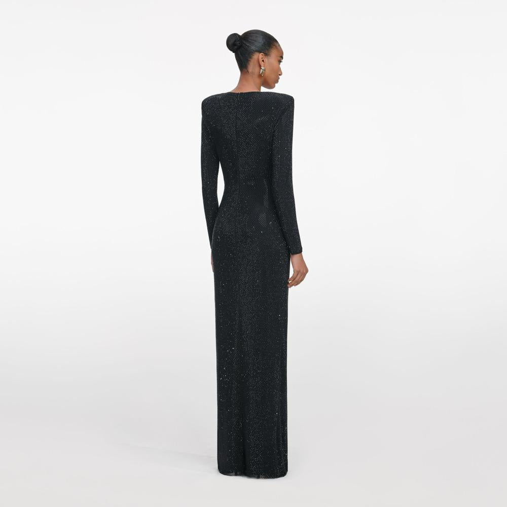 SP VIP PRICE Black Rhinestone Embellished Maxi Dress