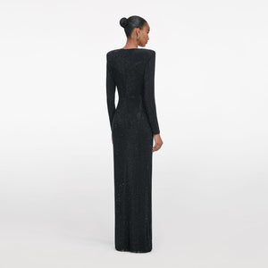 SP VIP PRICE Black Rhinestone Embellished Maxi Dress