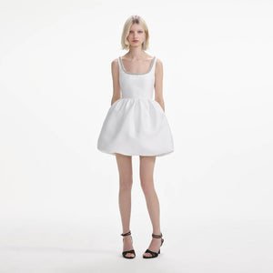 SELF PORTRAIT SS24 White Taffeta Diamante Mini Dress