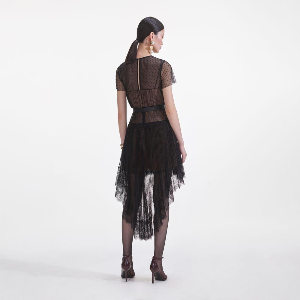 SP VIP PRICE Black Dot Mesh Mini Dress