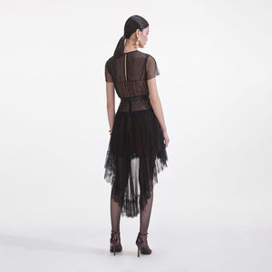 SP VIP PRICE Black Dot Mesh Mini Dress