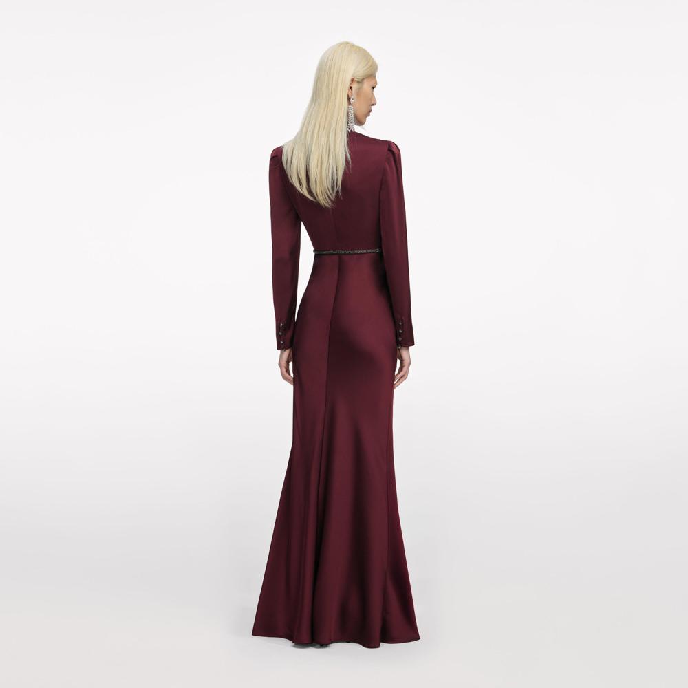 SP VIP PRICE Burgundy Satin Maxi Dress