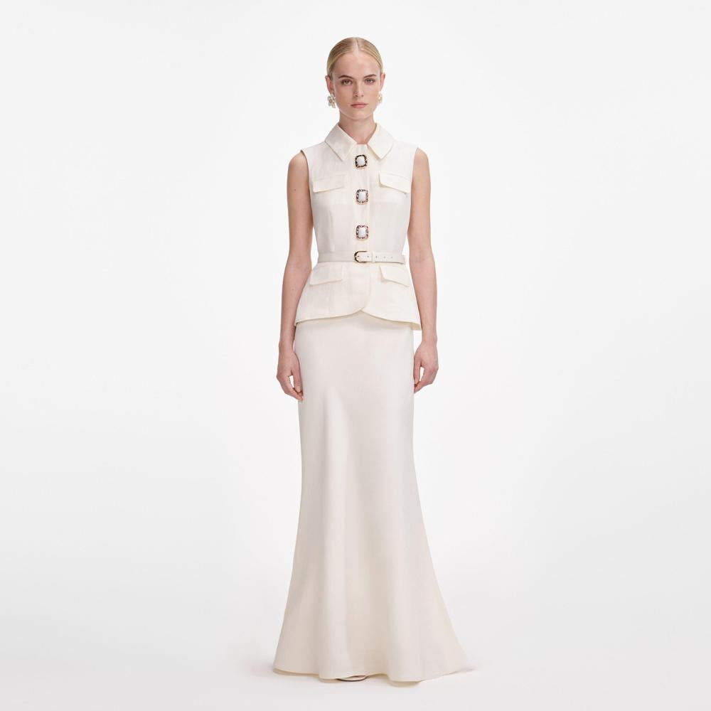 SP VIP PRICE Cream Linen Maxi Dress